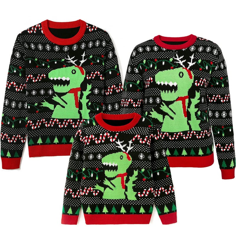 Simplee kids Ugly Christmas Sweater Family Matching Outfits for Holiday Party Knitted Pullover for Winter 4T Kids - Image 1